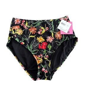 Kate Spade‎ Floral Bikini Bottom - Black and Multicolor